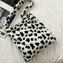Retro Cow Print Plush Women Fashion Big Capacity Shoulder Bag D2N8 F0E8
