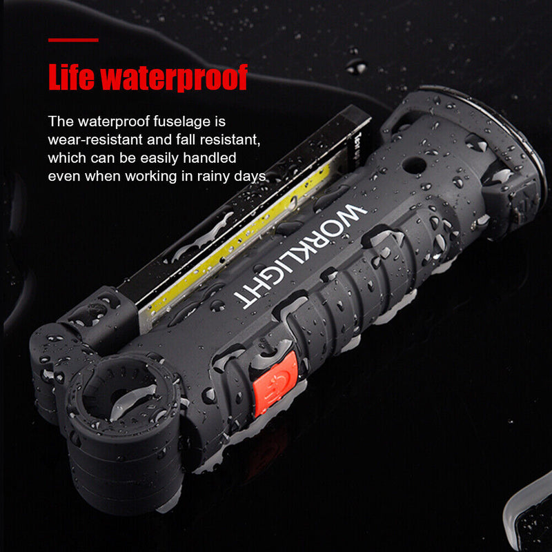 LED COB Folding Working Light w/ Magnetic USB Charging Camping Outdoor Flashlight