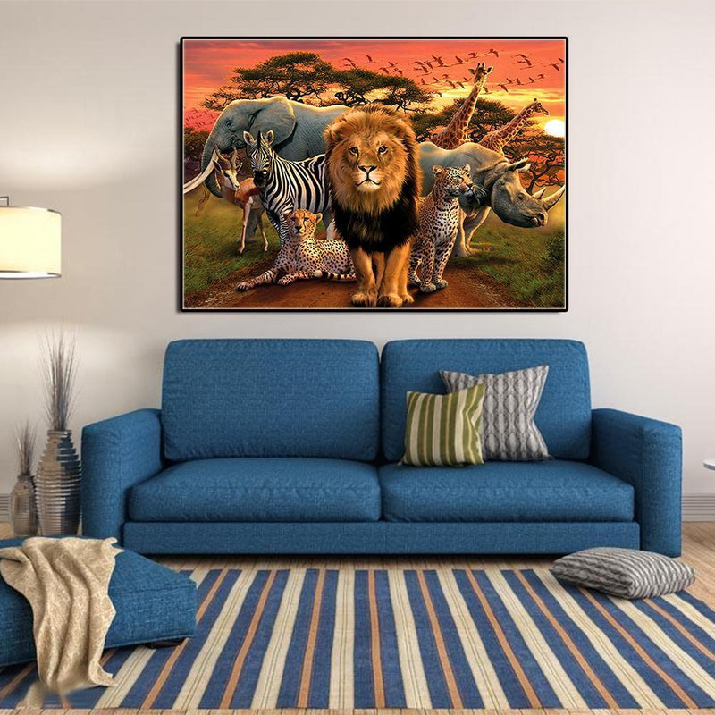 Animal Lion 5D Diamond DIY Painting Kit Home Decor Craft 40x30cm