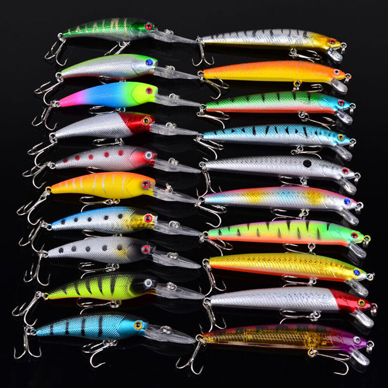 20pcs Minnow 8g 9.5cm 9cm Bait Simulation Crankbait with Hook Lifelike