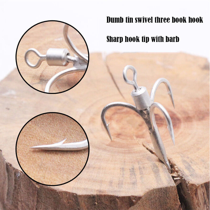 Rotating Sequin Lure Metal Barbed Fishing 3-Hook Freshwater Freshwater Fish H