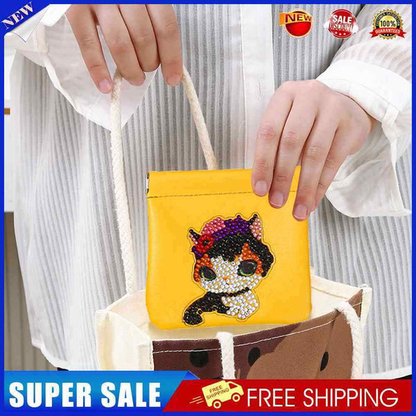 #A Artificial Leather Rhinestone Clutch Gift DIY Cartoon Cosmetics Purse Mosaic