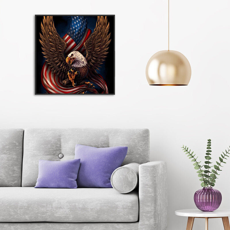 5D DIY Full Drill Diamond Painting Eagle Flag Cross Stitch Embroidery Kit Newly