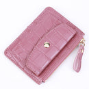 Fashion Women Simple Wallet PU Leather Multi-Slot Zipper Keychain Small Card