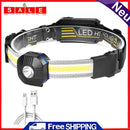 LED Headlamp XPG+COB Waterproof Sensor 2500LM USB Rechargeable Camping Headlight