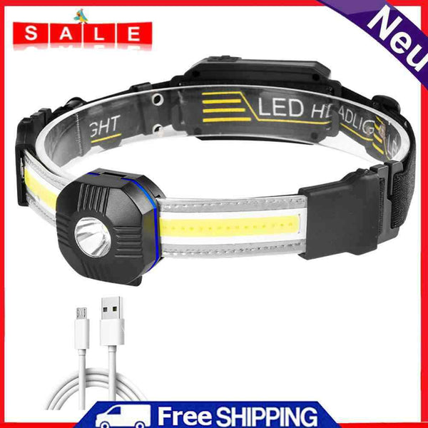 LED Headlamp XPG+COB Waterproof Sensor 2500LM USB Rechargeable Camping Headlight