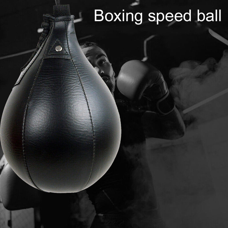 PU Boxing Speed Ball Training Inflatable Punching Pear-Shaped Bag (Black)