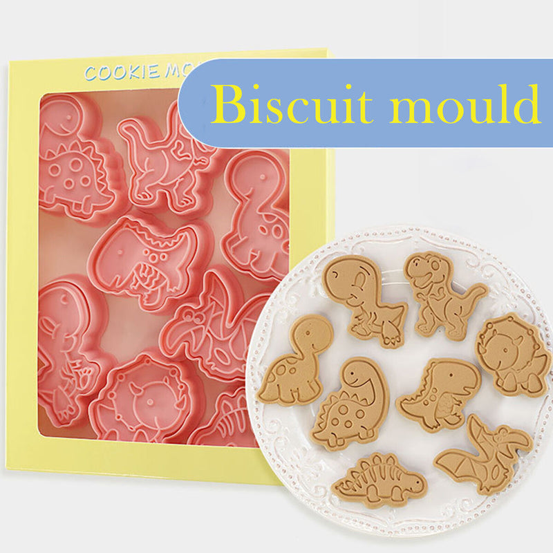Cookie Cutter 8pcs Embossed Pastry Cutters Fondant Cookie Mold - Dinosaur