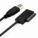 USB 2.0 to Slimline SATA 7+6 13pin Laptop CD DVD Optical Drive Adapter D2J0