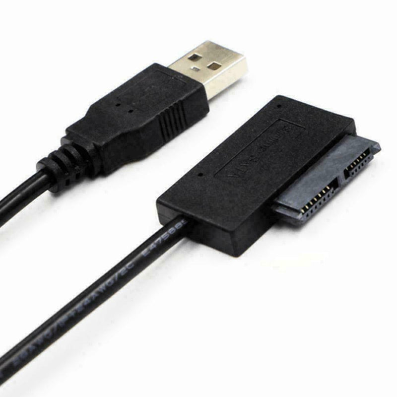 USB 2.0 to Slimline SATA 7+6 13pin Laptop CD DVD Optical Drive Adapter D2J0