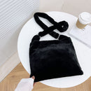 Fashion Plush Cherry Print Shoulder Bag Women Winter Ladies Large Crossbody Bags