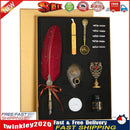 Retro with Nib Ink Bottle Calligraphy Feather Writing Dip Pen Kit (Red) Newly