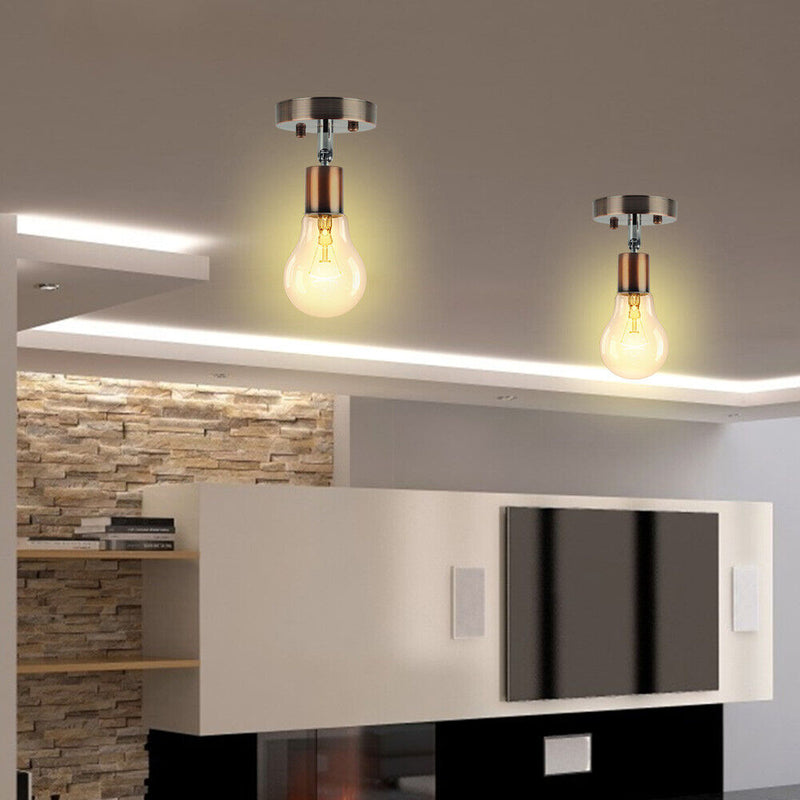 E27 Lamp Holder Retro Metal Lamp Socket 180 Rotating Wall Lights Base (F) Newly