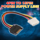 SATA 15-Pin Male to Molex 4-Pin Female Power Adapter Cable for PCe Riser 0.2m