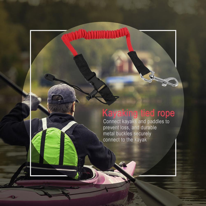 Elastic Kayak Canoe Paddle Leash Surfboard Surfing Rope Safety Leash (Red)
