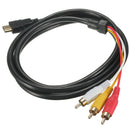 Electronic Black HDMI Male To 3 RCA Cable 1080P 5FT Adapter Audio Video AV Cord