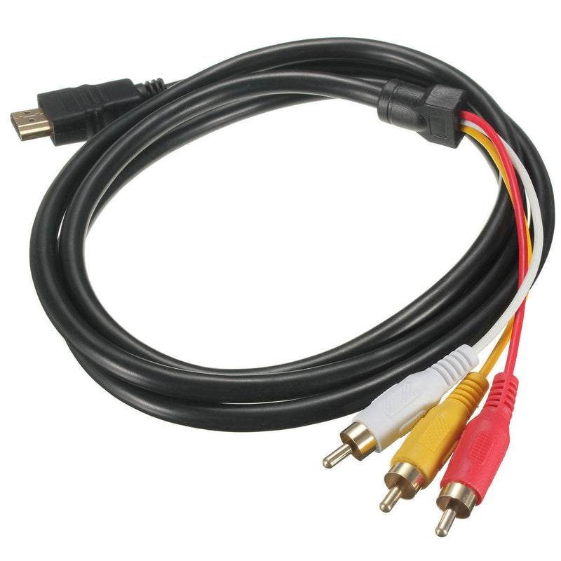 Electronic Black HDMI Male To 3 RCA Cable 1080P 5FT Adapter Audio Video AV Cord