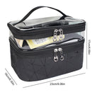 Double Layer Travel Makeup Bag Waterproof Leather Large Cosmetic Case Organiz