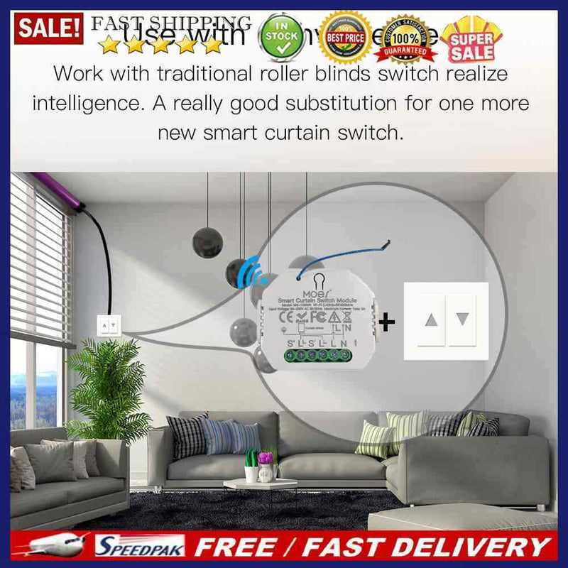90-250V Smart Voice Control Roller Shutter Blinds Motor WiFi Curtain Switch