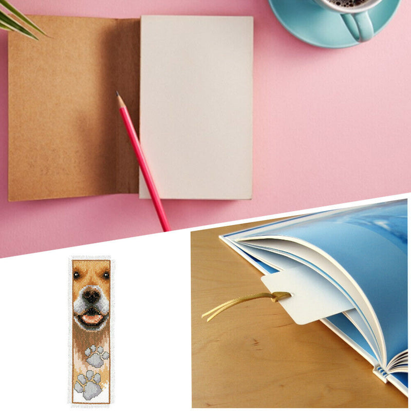 2pcs Animal 2-Strand 14CT Counted Cross Stitch Bookmarks (Dog- XJL013)