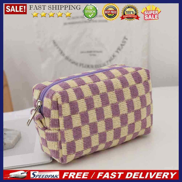 2pcs Makeup Case Knitting Makeup Bags Hit Color Toiletry Bag for Weekend Holiday