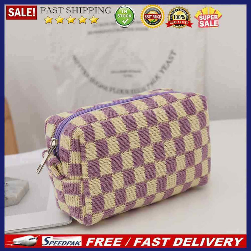 2pcs Makeup Case Knitting Makeup Bags Hit Color Toiletry Bag for Weekend Holiday