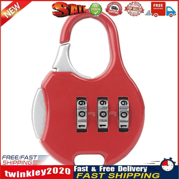 3 Digit Code Combination Password Lock Schoolbag Anti-theft Lock (Red) Newly