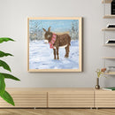 Diamond Painting 5D Full Round Drill Mosaic DIY Donkey in Snow Kit Wall Decor