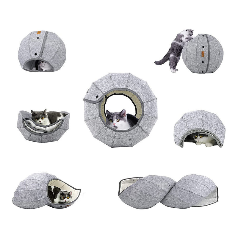 Foldable Cat Litter Box Breathable Kitten Pet Kennel Tunnel House (White) Newly