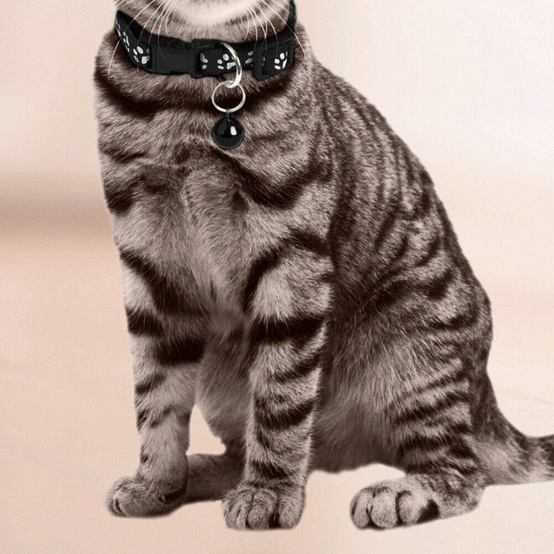 Cat Collar with Bell Adjustable Buckle Collar Footprint Necklace Pet Supplies