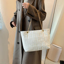Metal Chain PU Quilted Crossbody Bag Female Solid Color Designer Top-handle Bag