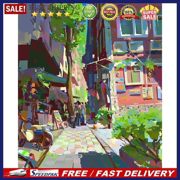 40x50cm Oil Paint By Numbers Summer City Frameless Picture Craft Kit Home Decor