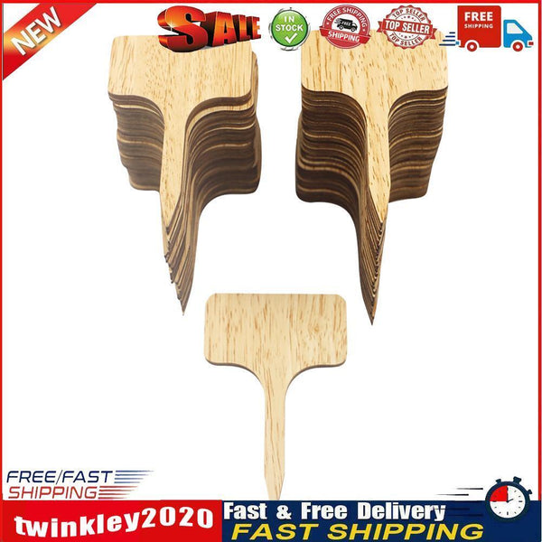 50x Wooden T-Shape Plant Labels Garden Seedlings Potted Sign Tags Marker Newly
