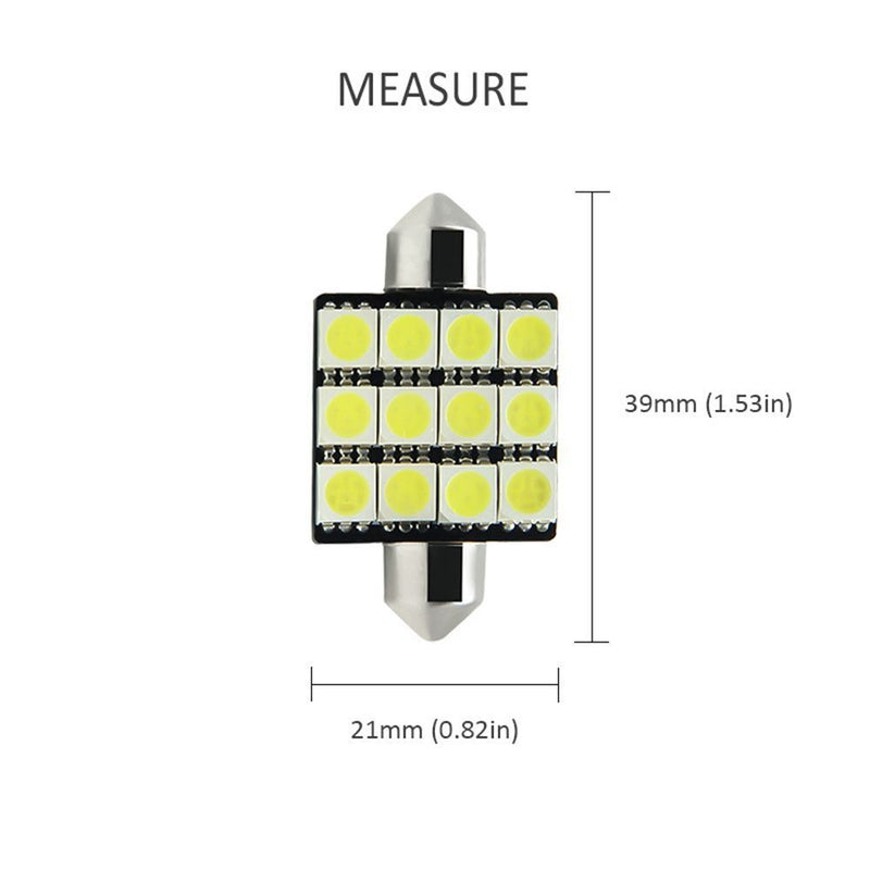 Error Canbus White Festoon Light Car LED Reading Bulbs C5W Dome Lamp For 4Pcs