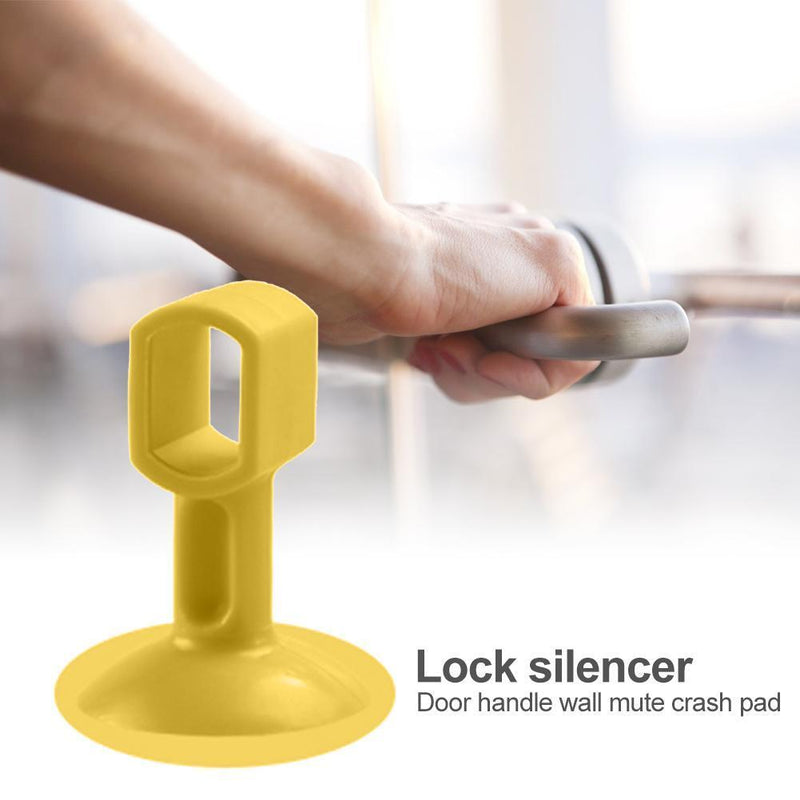 2pcs Doorknob Wall Mute Crash Pad Cushion Door Handle Silencer (Yellow)