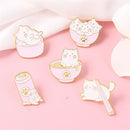 Backpacks Funny Cartoon Cute Pink Cat Bags Lapel Pin Badge Enamel Pins Brooches