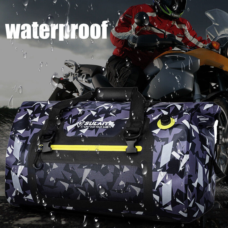 SULAITE Waterproof 50L Motorcycle Tail Saddle Bag 600D Nylon Rear Seat Backpack