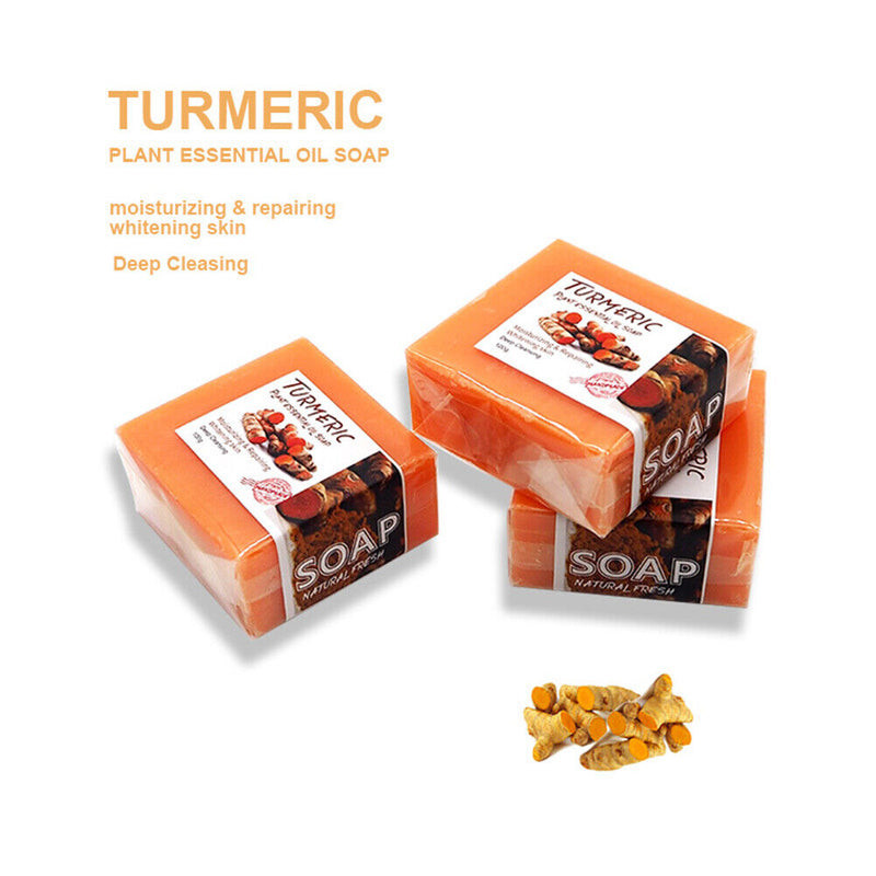 Turmeric Soap Face Cleansing Anti-Acne Skin Brighten Remove Dark Spot Whitening