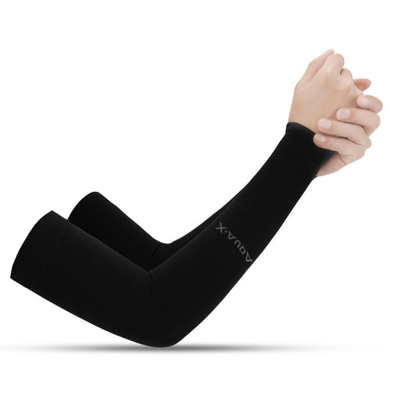 Unisex Cooling Arm Sleeves Cycling Running Sport Sunscreen Arm Cuff (Black)