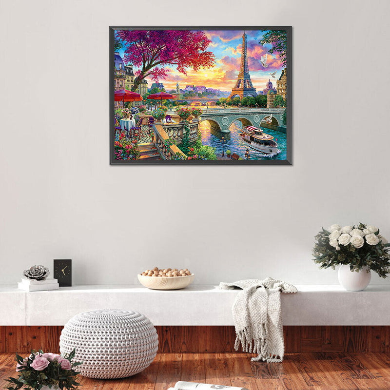 Riverside Tower Oil Paint By Numbers Kit DIY Handpainted on Canvas Wall Art