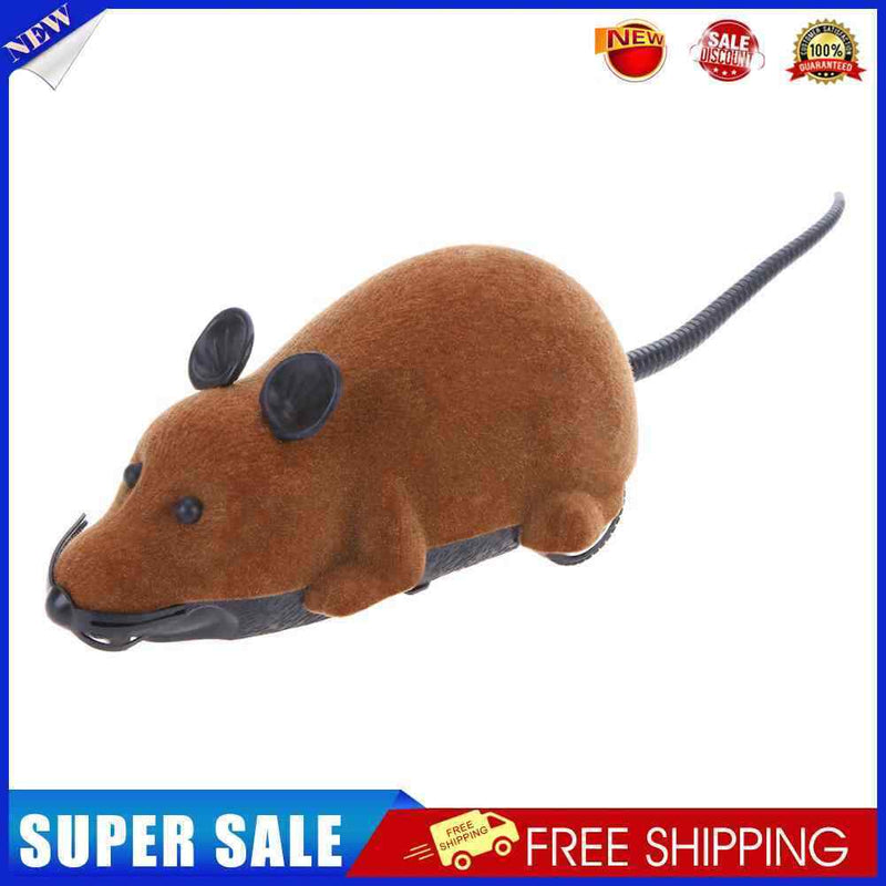 Wireless Electric RC Flocking Rat Toys Pet Cat Remote Control Mouse (Brown)