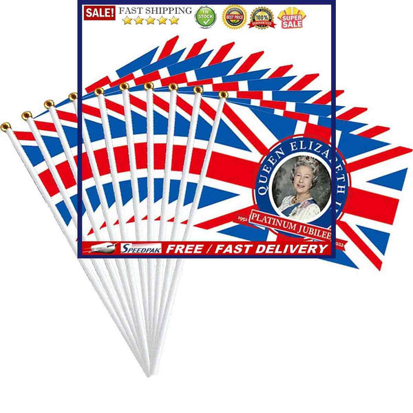 Small Flag - 10 Pieces Queen Elizabeth United Kingdom UK Flags Vibrant Colors