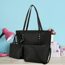 3pcs/set Leather Pure Color Rivet Women Shoulder Crossbody Totes Top-handle Bags