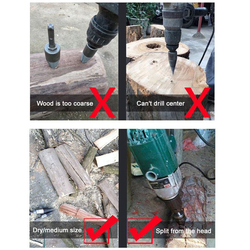 7pcs Electric Firewood Log Splitter Drill Bit Woodworking Wood Chopping Too