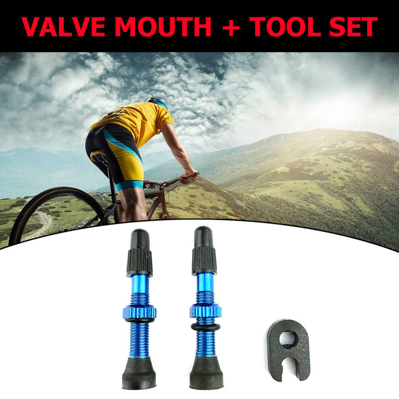 1 Pair 48mm Alloy Stem Presta Valve with Tool for Road MTB Bike Tubeless Ti