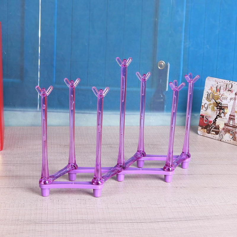 Glass Cup Bottle Drying Rack Drainer Shelf Holder Kitchen Organizer(Purple)
