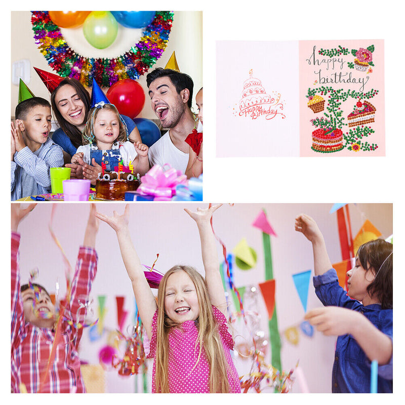 Special Shaped 5D Diamond Painting Happy Birthday Card DIY Postcard (KP022)