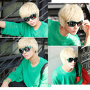 Fashion Man Short Platinum Blonde Rice White Straight Wig