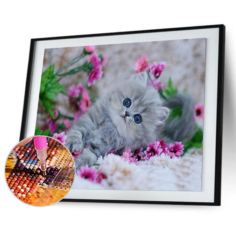DIY Diamond Painting Cat 5D Diamond Embroidery Animal Kitten Mosaic Home Decor C
