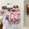 #A Casual Tie Dye Backpack Women Multi-layer Pockets Girl Knapsack Soft for Sh